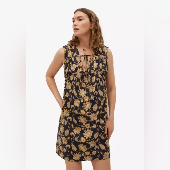 Mango Cotton Mini Dress Floral Sleeveless size 2 - Picture 1 of 7